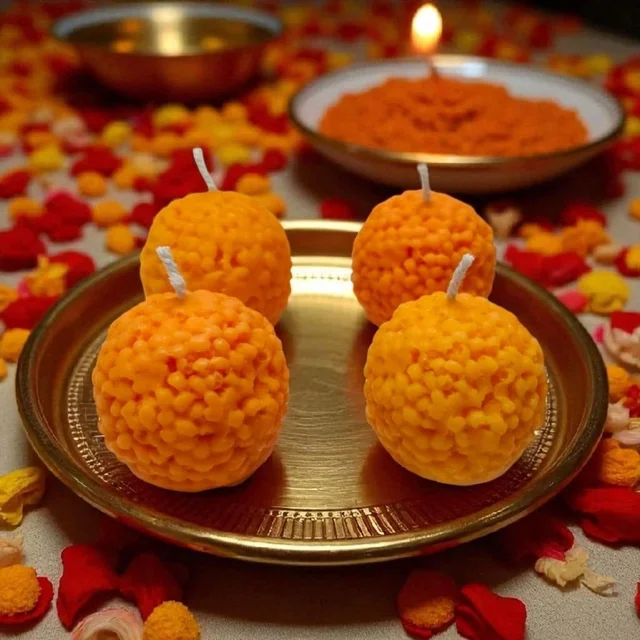 Laddoo Scented Candle (4 Pcs) - Lavender Fields