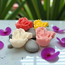 Rose Flower Scented Candle (4 Pcs) - Honeysuckle Dew