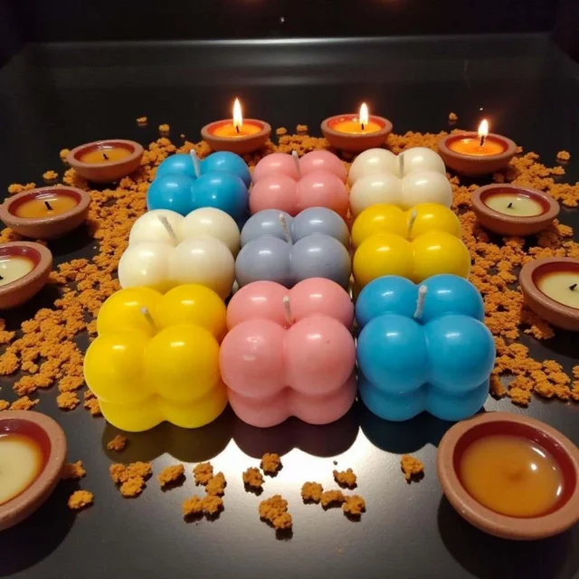 Bubble Scented Candle (5 Pcs) - Lavender Fields