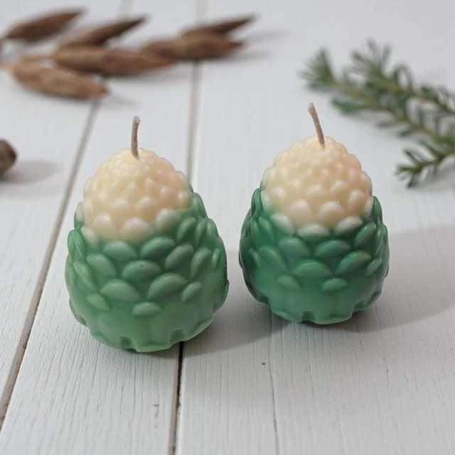 Pinecone Scented Candle (2 Pcs) - Velvet Rose