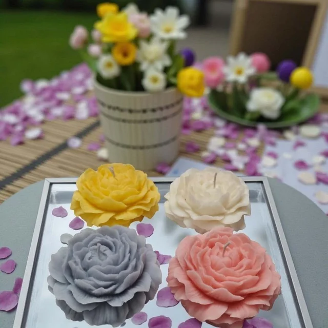 Rose Flower Scented Candle (4 Pcs) - Honeysuckle Dew