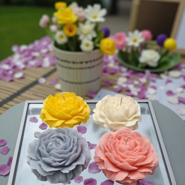 Rose Flower Scented Candle (4 Pcs) - Honeysuckle Dew