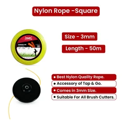 Balwaan Krishi Balwaan NRS-350 Yellow Brush Cutter Nylon Rope | Square Nylon Trimmer Line For Agricultural & Gardening Brush Cutters | Grass Cutting & Weed Clearing Accessory | MTAK-SP-BR-906