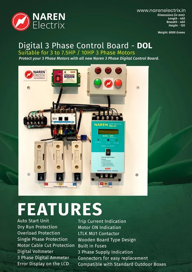 NAREN Electrix l Control Starter l 3 Phases l Digital l DOLDS - Wood Board (Open Type) - SKU - 47603848