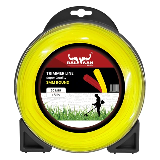 Balwaan Krishi Balwaan TLR-355 Yellow Brush Cutter Trimmer Line | Round Nylon Trimmer Line Spool For Agricultural & Gardening Brush Cutters | Grass Cutting & Weed Clearing Accessory | MTAK-AC-BR-6059