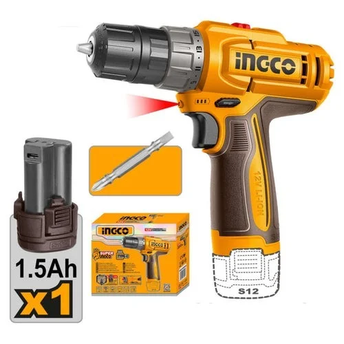 INGCO CDLI122061 12V Cordless Drill Driver 20Nm | 2-Speed with 1.5Ah Battery