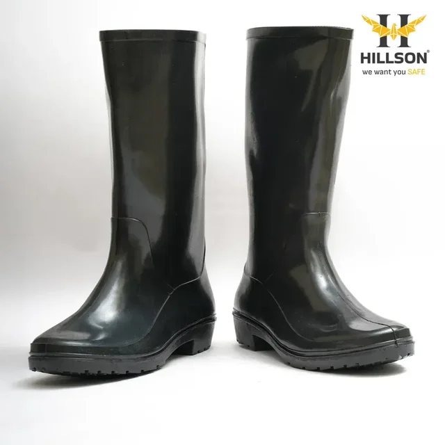 Hillson Shoes Hillson 101 Black Gumboot | 13 Inch PVC Safety Gumboots | Flexible & Durable | Industrial & Outdoor Use