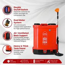 Balwaan Krishi Balwaan BS-30GL Gold Series Lithium Ion Battery Sprayer 12x12 Heavy Battery with 4 Nozzles, Extendable Lance, Spray Gun, 3-Way Lance, LED Bulb & Digital Voltmeter - MTAK-BA-SP-5590