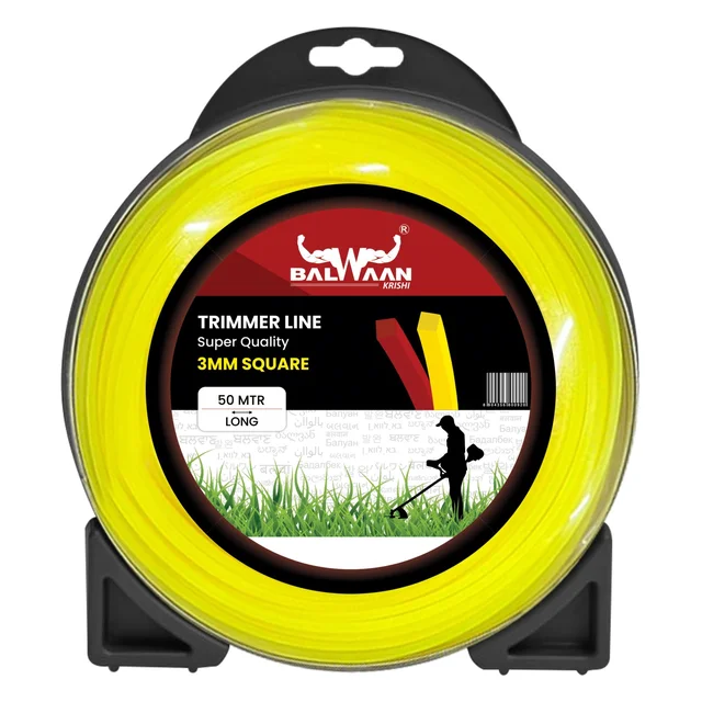 Balwaan Krishi Balwaan TLS -355 Yellow Brush Cutter Trimmer Line | Square Nylon Trimmer Line Spool For Agricultural & Gardening Brush Cutters | Grass Cutting & Weed Clearing Accessory | MTAK-AC-BR-6056