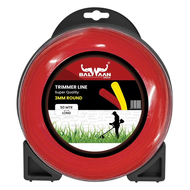Balwaan Krishi Balwaan TLR-355 Red Brush Cutter Trimmer Line | Round Nylon Trimmer Line Spool For Agricultural & Gardening Brush Cutters | Grass Cutting & Weed Clearing Accessory | MTAK-AC-BR-6058