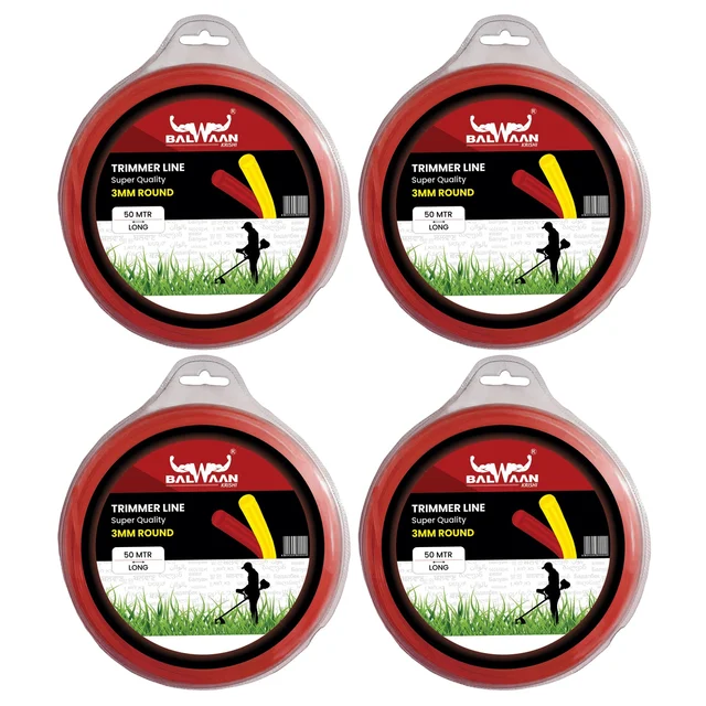Balwaan Krishi Balwaan TLR -350 Red Brush Cutter Trimmer Line | Round Nylon Trimmer Line Spool For Agricultural & Gardening Brush Cutters | Grass Cutting & Weed Clearing Accessory | MTAK-AC-BR-6054