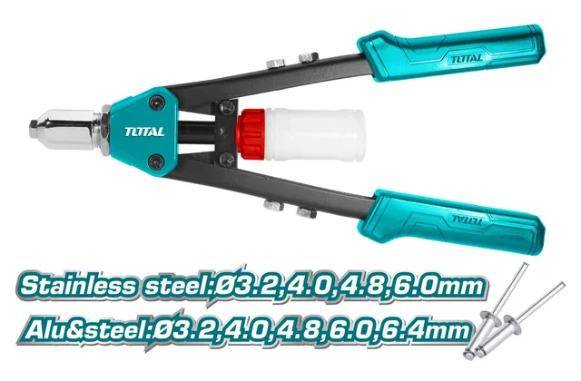 Total Tools TOTAL TOOLS 13" Heavy-Duty Hand Riveter (Steel + Aluminium) for Stainless Steel, Aluminum, and Steel Rivets - THT32131