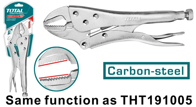 Total Tools TOTAL TOOLS Straight Jaw Locking Pliers 10", Carbon Steel with Nickel Plating & Plastic Handle - THT191002