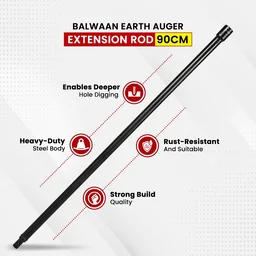 Balwaan Krishi Balwaan ET-90 90Cm Extension Rod For Earth Auger | Heavy-Duty Auger Extension Shaft For Increased Drilling Depth | Earth Auger Accessory For Soil Digging, Tree Planting, Sapling & Post Hole Preparation | MTAK-AC-EA-6270