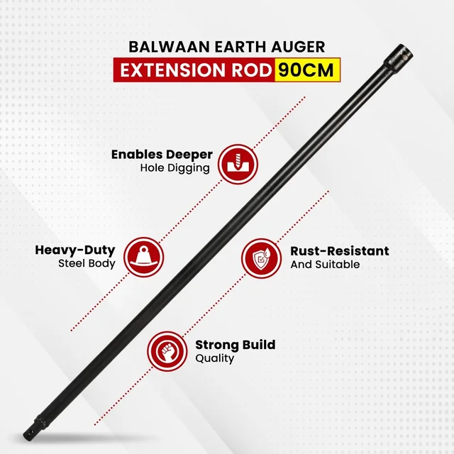 Balwaan Krishi Balwaan ET-90 90Cm Extension Rod For Earth Auger | Heavy-Duty Auger Extension Shaft For Increased Drilling Depth | Earth Auger Accessory For Soil Digging, Tree Planting, Sapling & Post Hole Preparation | MTAK-AC-EA-6270