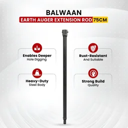 Balwaan Krishi Balwaan ET-75 75Cm (30-Inch) Extension Rod For Earth Auger | Heavy-Duty Auger Extension Shaft For Increased Drilling Depth | Earth Auger Accessory For Soil Digging, Tree Planting, Sapling & Post Hole Preparation | Mtak-Ac-Ea-5509