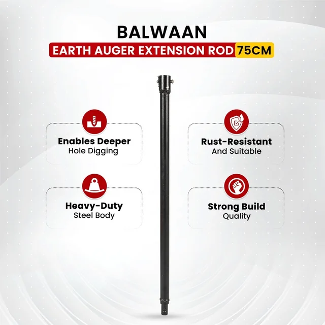 Balwaan Krishi Balwaan ET-75 75Cm (30-Inch) Extension Rod For Earth Auger | Heavy-Duty Auger Extension Shaft For Increased Drilling Depth | Earth Auger Accessory For Soil Digging, Tree Planting, Sapling & Post Hole Preparation | Mtak-Ac-Ea-5509