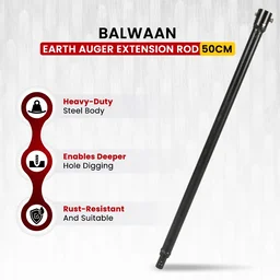 Balwaan Krishi Balwaan ET-50 50Cm Extension Rod For Earth Auger | Heavy-Duty Auger Extension Shaft For Increased Drilling Depth | Earth Auger Accessory For Soil Digging, Tree Planting, Sapling & Post Hole Preparation | MTAK-AC-EA-6268