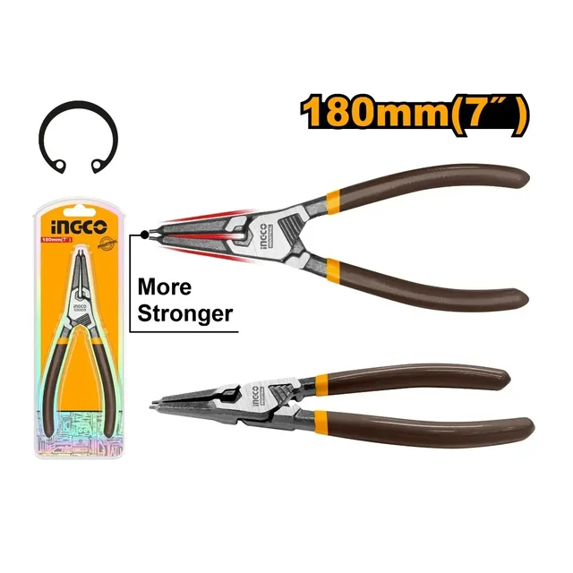 INGCO HCCP261803 7" Straight Head Internal Circlip Pliers | 180mm | 1.8mm Head Diameter | Internal Circlip Tool