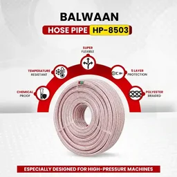 Balwaan Krishi Balwaan HP-8503 8.5Mm 30 Mtr Hose Pipe | 3 Layer Cross Braided 5 Thread Soft High-Pressure Hose For Htp Sprayers & Agricultural Pump Accessories | MTAK-AC-SP-7040