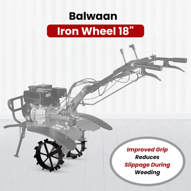 Balwaan Krishi Balwaan IW-18 18-Inch Iron Wheel Set For Power Weeder | Heavy-Duty Metal Lug Wheels For Bp-700, Bp-650 & Bp-750E Power Weeders | Agricultural Power Weeder Accessory For Soil Cultivation & Field Operations | Mtak-Ac-Po-2237