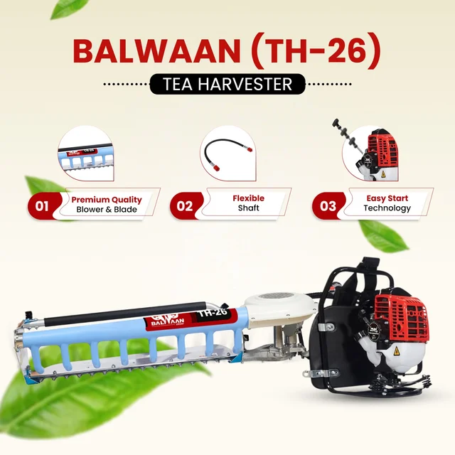Balwaan Krishi Balwaan TH-26 Tea Harvester With 26Cc 2-Stroke Petrol Engine | Single-Man Operated Tea Leaf Harvesting Machine With Blower | Petrol-Powered Tea Plucking & Collection Machine With Collector Bag & User Manual | Mtak-En-Te-6028
