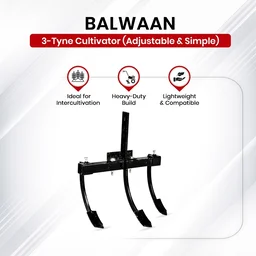 Balwaan Krishi P Balwaan CL-30A 3-Tyne Adjustable Cultivator For Power Weeder | Heavy-Duty Agricultural Cultivator Attachment For Bp-700, Bp-650, Bp-450, Bp-750E, Bp-850 & Bp-850E | Adjustable Soil Cultivation, Tilling & Weeding Implement For Farming | Mtak-Ac-Po-2251