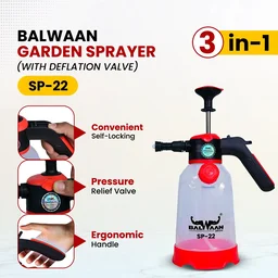 Balwaan Krishi Balwaan SP-22 3-in-1 Manual Garden Sprayer 2 Litre with Measuring Cap, Spray Nozzle, Extendable Spray Lance & Foam Spray Nozzle - MTAK-MA-SP-6936