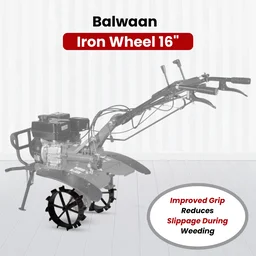 Balwaan Krishi Balwaan IW-16 16-Inch Iron Wheel Set For Power Weeder | Heavy-Duty Metal Lug Wheels For Bp-700, Bp-650, Bp-450 & Bp-750E Power Weeders | Agricultural Power Weeder Accessory For Soil Cultivation & Field Operations | Mtak-Ac-Po-2238