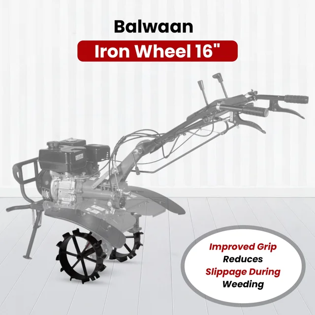 Balwaan Krishi Balwaan IW-16 16-Inch Iron Wheel Set For Power Weeder | Heavy-Duty Metal Lug Wheels For Bp-700, Bp-650, Bp-450 & Bp-750E Power Weeders | Agricultural Power Weeder Accessory For Soil Cultivation & Field Operations | Mtak-Ac-Po-2238