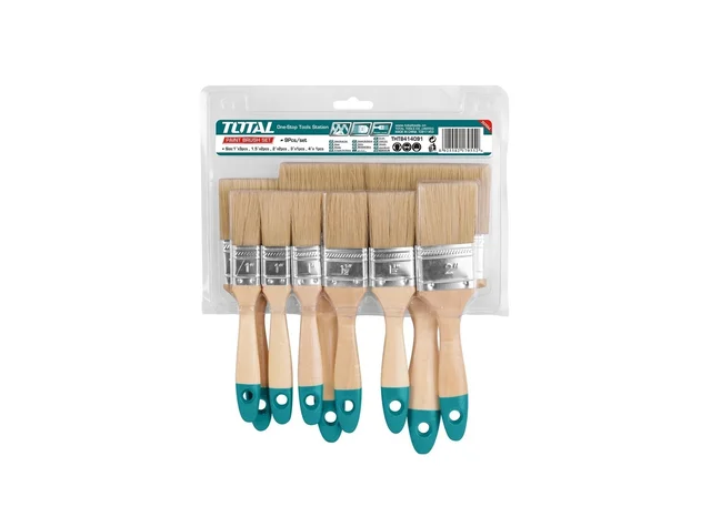 Total Tools TOTAL TOOLS 9-Piece Paint Brush Set with Wooden Handles (Includes 1", 1.5", 2.0", 3.0", and 4.0" Brushes) - THT8414091