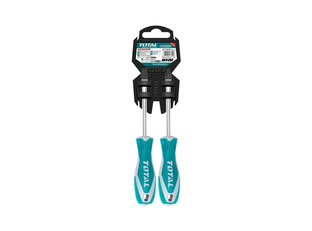 Total Tools TOTAL TOOLS 2 Pcs Screwdriver Set, CR-V Round Blade, SL6.5 x 125mm Slotted & PH2 x 125mm Phillips Screwdrivers, Plastic Hanger Pack - THT250201