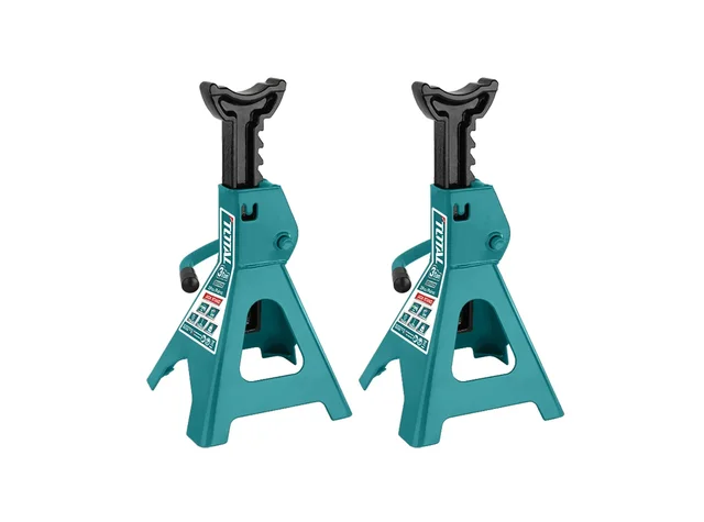 Total Tools TOTAL TOOLS THJS0301 Jack Stand Set, 3 Ton Capacity, 2-Piece Pair of Automotive Axle Stands, 270mm Minimum Height, 410mm Maximum Height, Large Stable Saddle Design, 6.1kg Net Weight, Vehicle Support Stands for Garage and Workshop Use