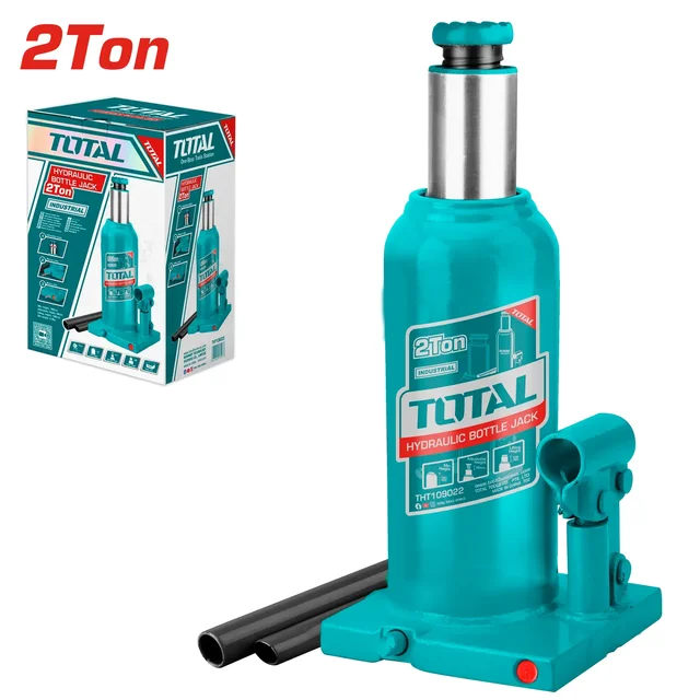 Total Tools TOTAL TOOLS THT109022 Hydraulic Bottle Jack 2 Ton Capacity, Heavy-Duty Hydraulic Car Lifting Jack with Safety Valve, 181mm Minimum Height, 345mm Maximum Height, 164mm Lifting Travel, 2.6kg Net Weight, Automotive Repair Tool