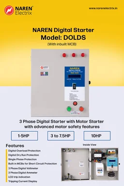 NAREN Electrix l Control Starters l 3 Phase l Digital l DOLDS with MCB - SKU - 47603974 - 1 to 5HP