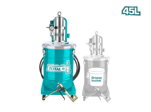 Total Tools TOTAL TOOLS THT118452 Air Grease Lubricator, 45L Capacity, 50:1 Pressure Ratio, 400 Bar Maximum Fluid Pressure, 850g/min Flow Rate, 5m Grease Hose, Pneumatic Grease Pump for Automotive and Industrial Use