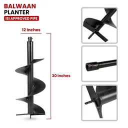 Balwaan Krishi Balwaan PT-12 12-Inch Single Spiral Earth Auger Planter | Heavy-Duty Earth Auger Drilling Attachment For Soil Digging & Planting | Agricultural & Gardening Auger Accessory For Tree, Sapling & Post Hole Preparation | MTAK-AC-EA-5504