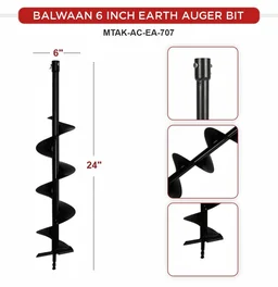 Balwaan Krishi Balwaan PT -6 6-Inch Single Spiral Earth Auger Planter | Heavy-Duty Earth Auger Drilling Attachment For Soil Digging & Planting | Agricultural & Gardening Auger Accessory For Tree, Sapling & Post Hole Preparation | MTAK-AC-EA-5512