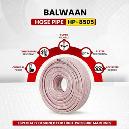 Balwaan Krishi Balwaan HP-8505 8.5Mm 50 Mtr Hose Pipe | 3 Layer Cross Braided 5 Thread Soft High-Pressure Hose For Htp Sprayers & Agricultural Pump Accessories | MTAK-AC-SP-7041