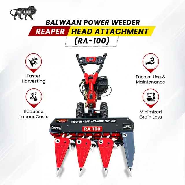Balwaan Krishi Balwaan RA-100 3 Row Reaper Attachment with New Improved Design for Power Weeder, Compatible with BP-650, BP-700, BP-750E, BP-850 & BP-850E - MTAK-AC-PO-6999