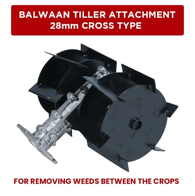 Balwaan Krishi Balwaan BTA-28 Cross Brush Cutter Tiller Attachment | 10" Guide Bar & Chain Cultivator Attachment For Agricultural & Gardening Brush Cutters | Soil Tilling & Weeding Accessory | MTAK-AC-BR-699