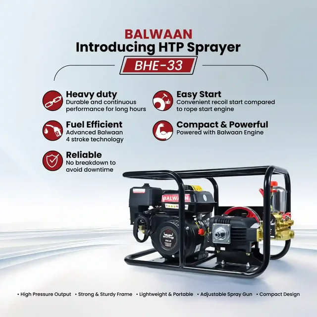 Balwaan Krishi Balwaan BHE-33 HTP Pump with BX-212 4 Stroke Petrol Engine, Powerful Agricultural Sprayer Pump with Tool Kit ,Gun & Hose Pipe Not Included - MTAK-EN-PO-5397
