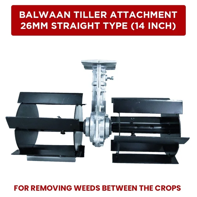 Balwaan Krishi Balwaan BTA-26 Straight Brush Cutter Tiller Attachment | 2 Blade Set & 1 Gear Head Cultivator Attachment For Agricultural & Gardening Brush Cutters | Soil Tilling & Weeding Accessory | MTAK-AC-BR-704