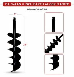 Balwaan Krishi Balwaan PT-6D 6-Inch Double Spiral Earth Auger Planter | Heavy-Duty Double Spiral Auger Drilling Attachment For Soil Digging & Planting | Agricultural & Gardening Auger Accessory For Tree, Sapling & Post Hole Preparation | MTAK-AC-EA-5516