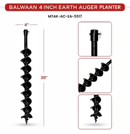 Balwaan Krishi Balwaan PT-4D 4-Inch Double Spiral Earth Auger Planter | Heavy-Duty Double Spiral Auger Drilling Attachment For Soil Digging & Planting | Agricultural & Gardening Auger Accessory For Tree, Sapling & Post Hole Preparation | Mtak-Ac-Ea-5517