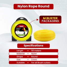 Balwaan Krishi Balwaan TLR-355 Yellow Brush Cutter Trimmer Line | Round Nylon Trimmer Line Spool For Agricultural & Gardening Brush Cutters | Grass Cutting & Weed Clearing Accessory | MTAK-AC-BR-6059