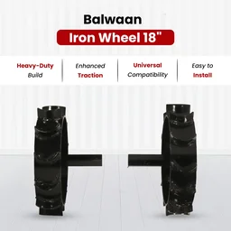 Balwaan Krishi Balwaan IW-18 18-Inch Iron Wheel Set For Power Weeder | Heavy-Duty Metal Lug Wheels For Bp-700, Bp-650 & Bp-750E Power Weeders | Agricultural Power Weeder Accessory For Soil Cultivation & Field Operations | Mtak-Ac-Po-2237