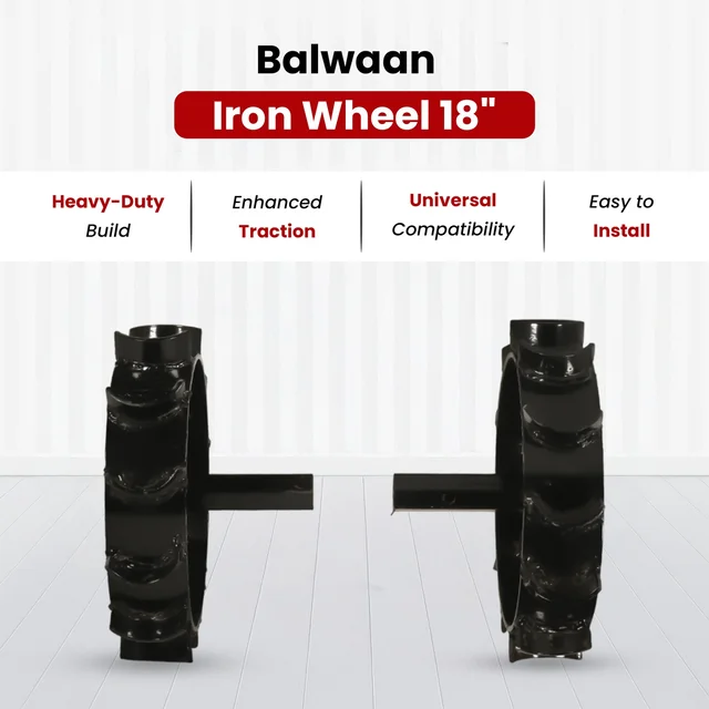 Balwaan Krishi Balwaan IW-18 18-Inch Iron Wheel Set For Power Weeder | Heavy-Duty Metal Lug Wheels For Bp-700, Bp-650 & Bp-750E Power Weeders | Agricultural Power Weeder Accessory For Soil Cultivation & Field Operations | Mtak-Ac-Po-2237
