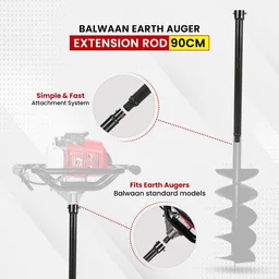 Balwaan Krishi Balwaan ET-90 90Cm Extension Rod For Earth Auger | Heavy-Duty Auger Extension Shaft For Increased Drilling Depth | Earth Auger Accessory For Soil Digging, Tree Planting, Sapling & Post Hole Preparation | MTAK-AC-EA-6270
