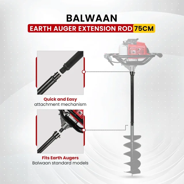 Balwaan Krishi Balwaan ET-75 75Cm (30-Inch) Extension Rod For Earth Auger | Heavy-Duty Auger Extension Shaft For Increased Drilling Depth | Earth Auger Accessory For Soil Digging, Tree Planting, Sapling & Post Hole Preparation | Mtak-Ac-Ea-5509